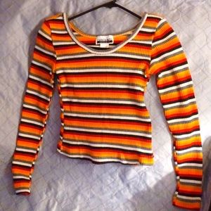 Contempo Casuals Long Sleeve ribbed shirt Sz S Made in USA!